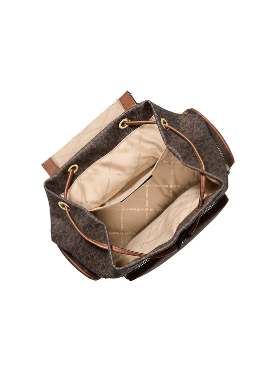 Michael Kors Women's Merritt Small Signature Logo Cargo Backpack Brown/Gold