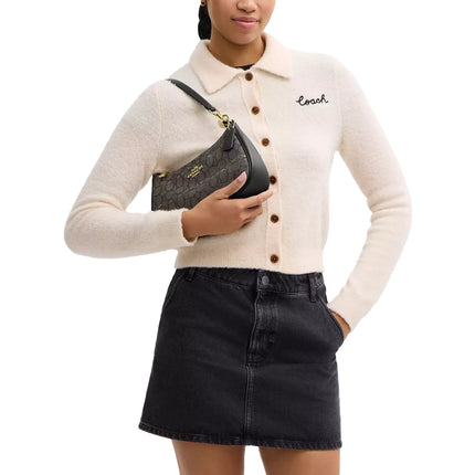 Coach Women's Teri Shoulder Bag In Signature Jacquard Gold/Charcoal