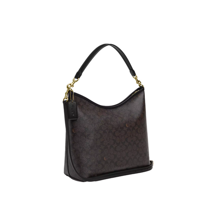 Coach Women's Laurel Large Shoulder Bag In Signature Canvas Gold/Walnut/Black