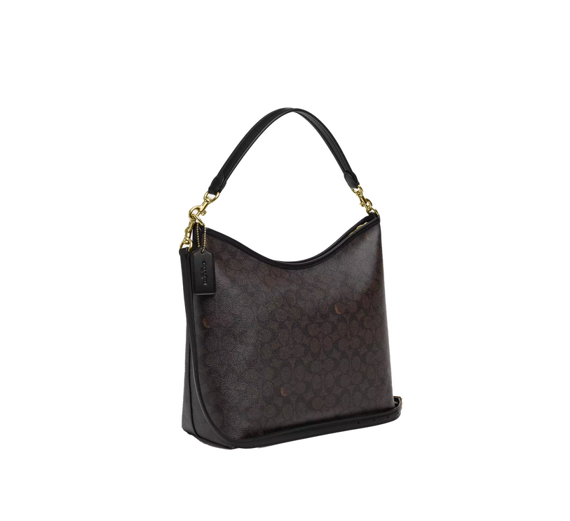 Coach Women's Laurel Large Shoulder Bag In Signature Canvas Gold/Walnut/Black