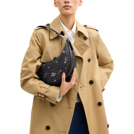 Coach Women's Aria Shoulder Bag With Star Print Silver/Black Multi