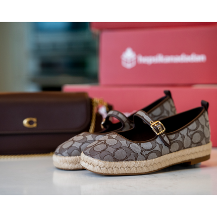 Coach Women's Mary Jane Espadrille In Signature Jacquard Oak/Maple