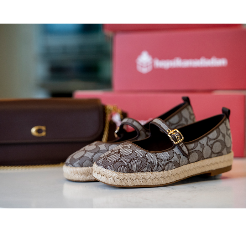 Coach Women's Mary Jane Espadrille In Signature Jacquard Oak/Maple