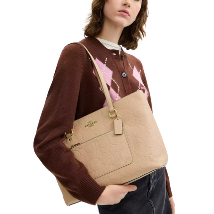 Coach Women's Station Tote Bag In Signature Leather Gold/Oat