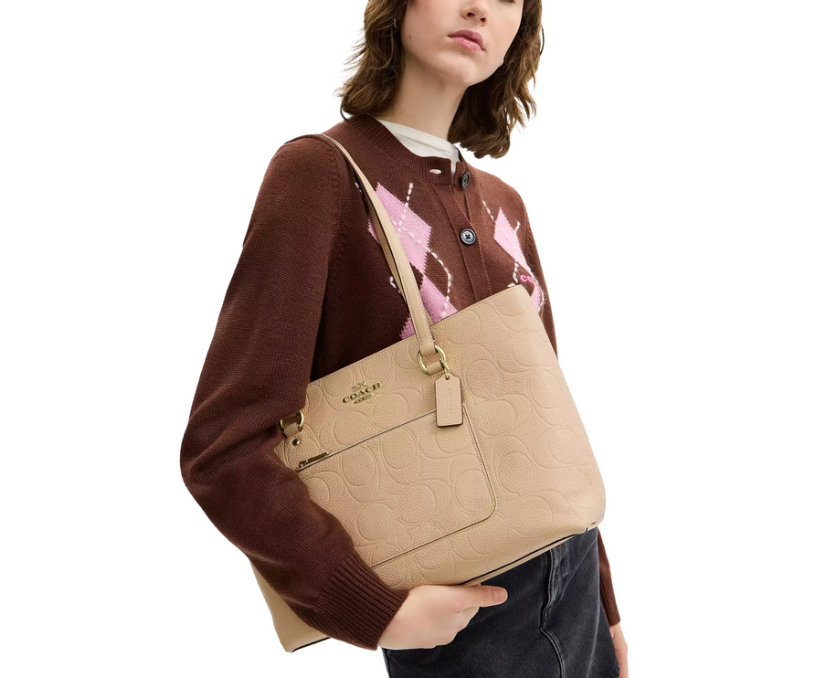 Coach Women's Station Tote Bag In Signature Leather Gold/Oat