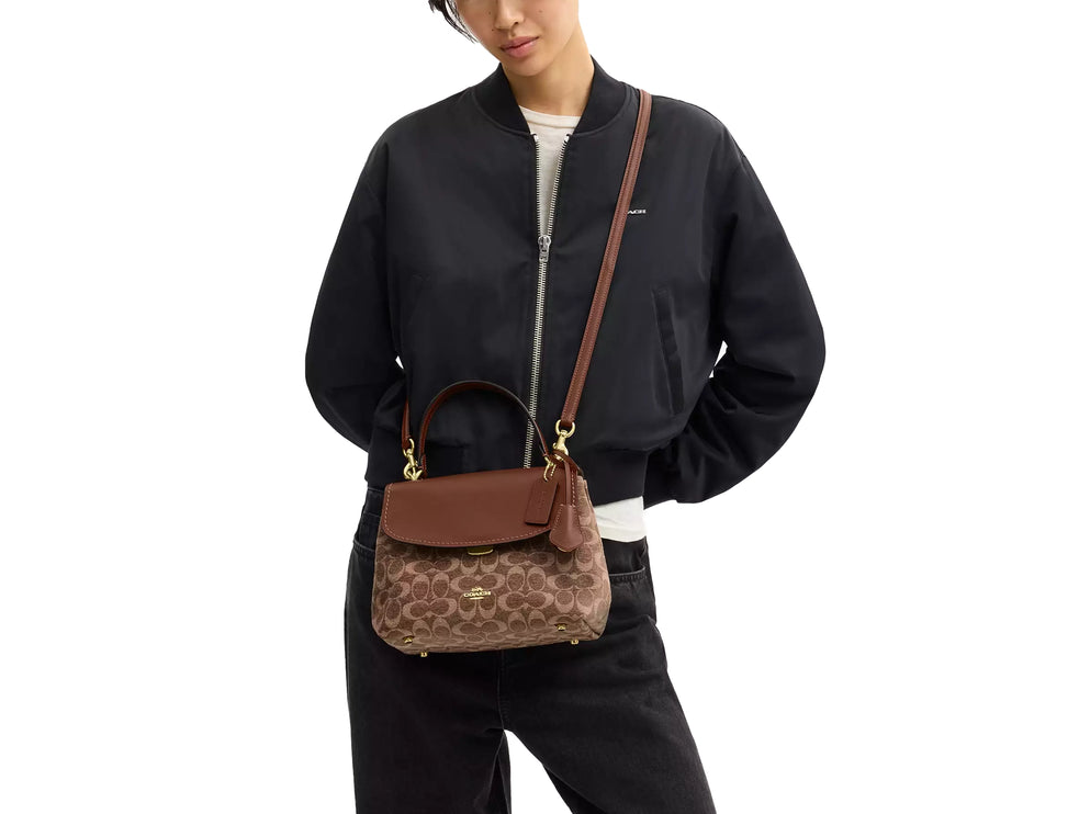 Coach Women's Emory Top Handle Bag In Signature Chenille Gold/Light Khaki/Vintage Brown