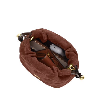 Coach Women's Faye Mini Drawstring Bag With Quilting Suede Gold