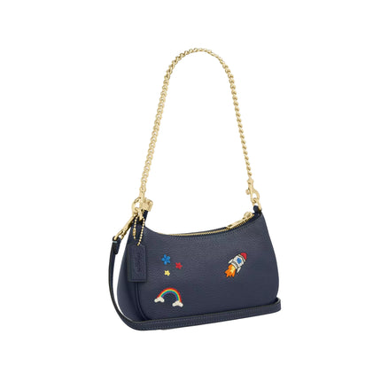 Coach Women's Teri Mini Crossbody Bag With Embroidery Gold/Dark Denim