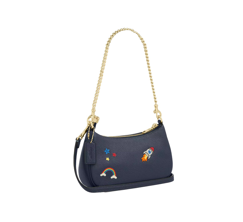 Coach Women's Teri Mini Crossbody Bag With Embroidery Gold/Dark Denim
