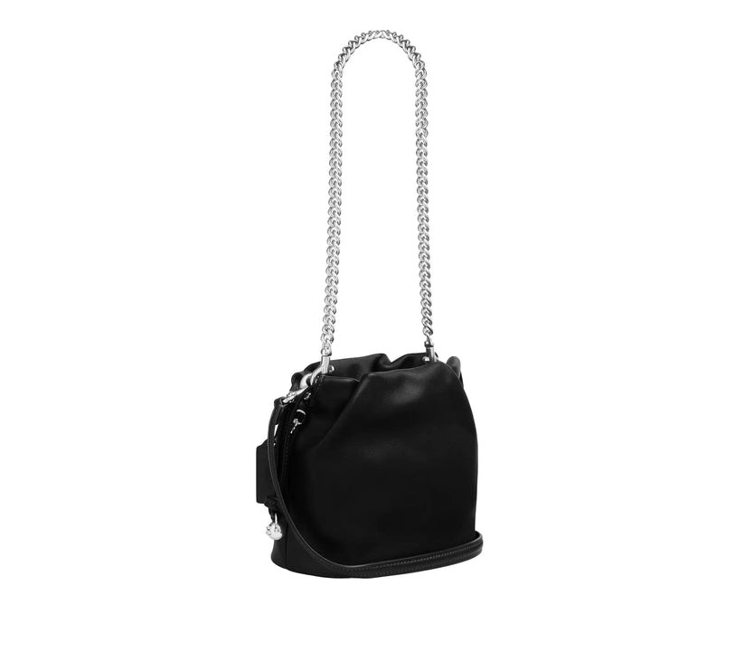Coach Women's Faye Mini Drawstring Bag With Ruching Black/Silver