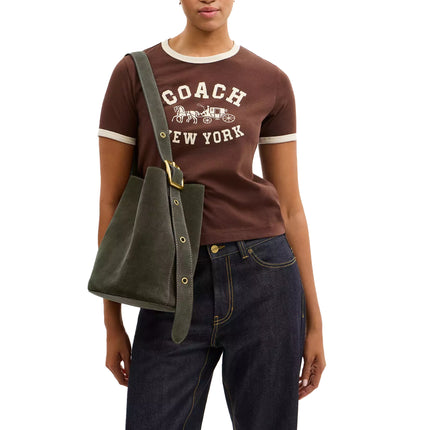 Coach Women's Bleecker Bucket Bag Suede/Brass/Olive