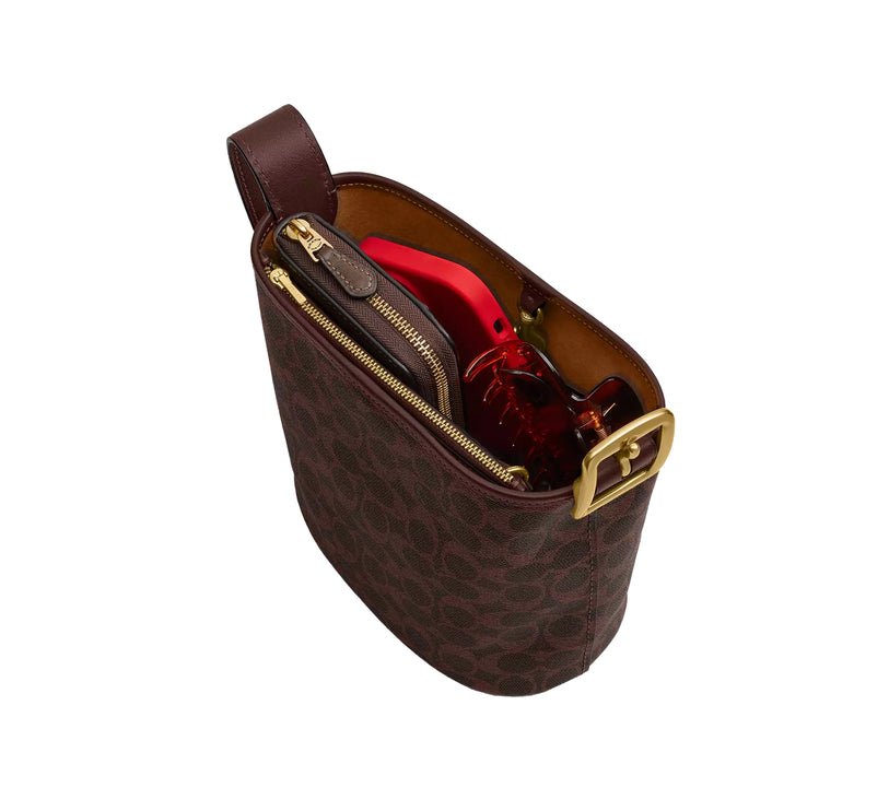 Coach Women's Bleecker Bucket Bag 21 In Signature Canvas Brass