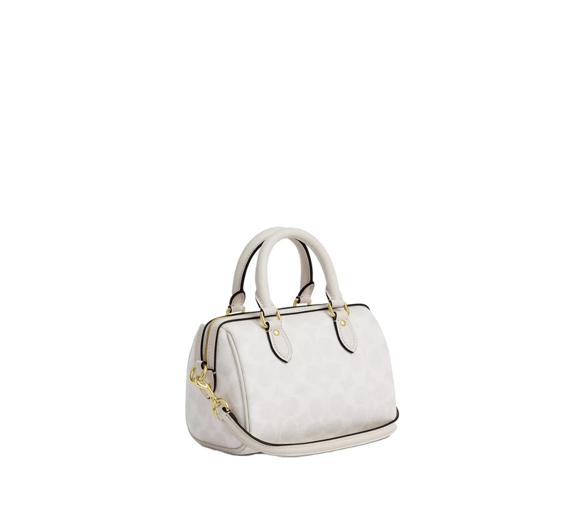 Coach Women's Mini Rowan Crossbody Bag In Signature Canvas Gold/White/Chalk