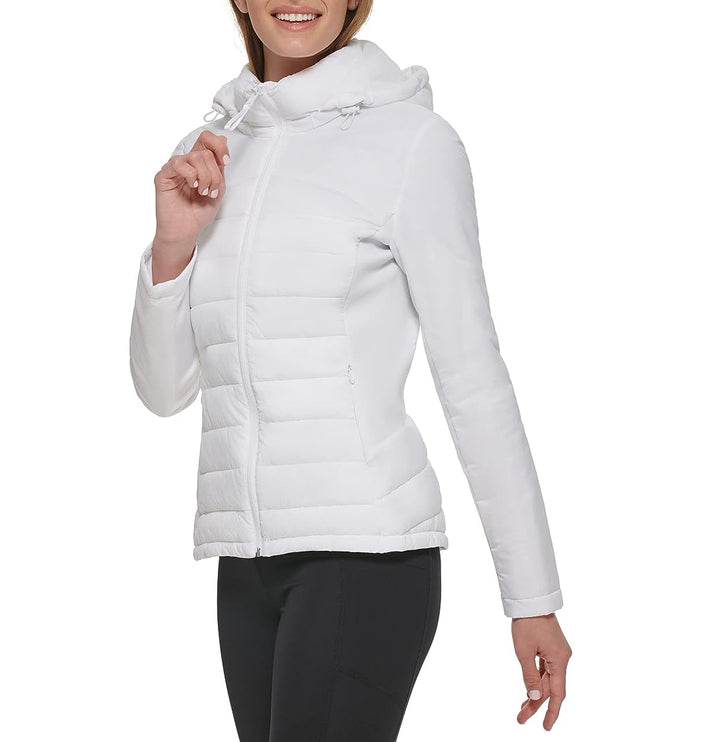 Calvin Klein Women's Crinkle Puffer Jacket White - Özel İndirim - Hemen Kargoda