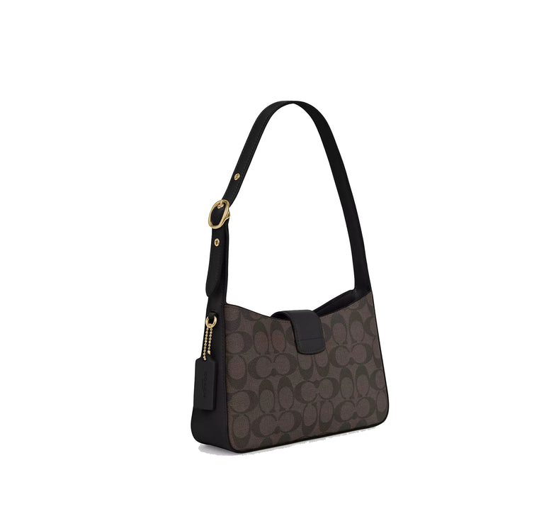 Coach Women's Eliza Shoulder Bag In Signature Canvas Gold/Brown Black