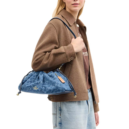 Coach Women's Faye Large Shoulder Bag In Signature Denim Gold/Indigo