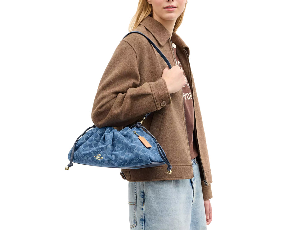 Coach Women's Faye Large Shoulder Bag In Signature Denim Gold/Indigo