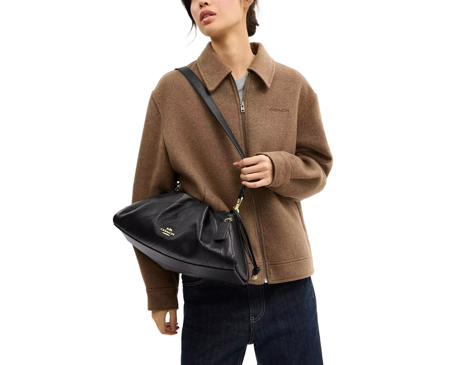 Coach Women's Faye Large Shoulder Bag With Quilting Gold/Black