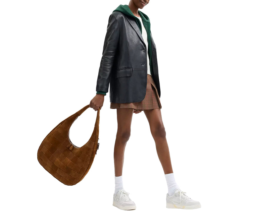 Coach Women's Alter/Ego Large Crescent Shoulder Bag In Upcrafted Suede upcrafted™ Leather/Warm Brown