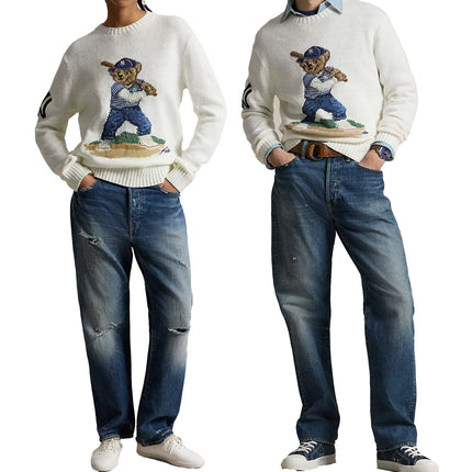 Polo Ralph Lauren Men's Polo Ralph Lauren Yankees Bear Sweater Deckwash White Combo