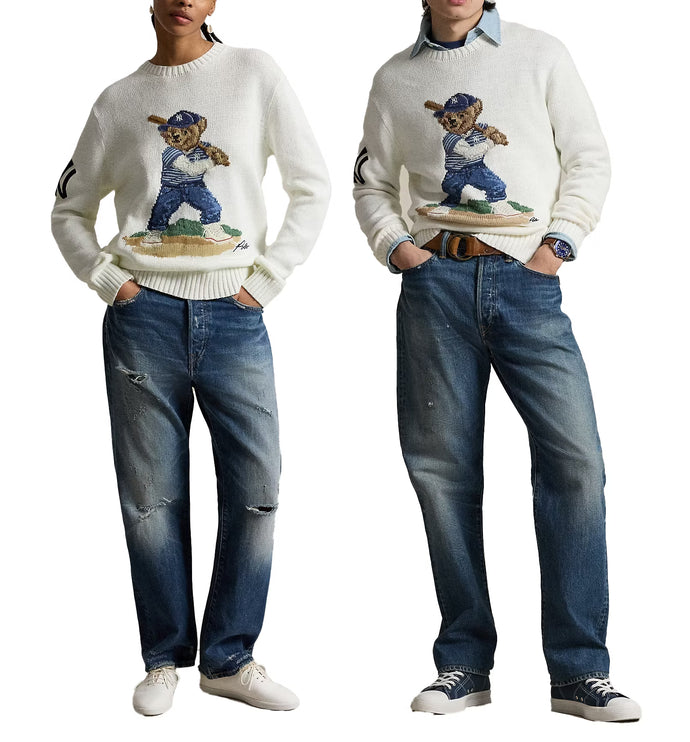 Polo Ralph Lauren Men's Polo Ralph Lauren Yankees Bear Sweater Deckwash White Combo