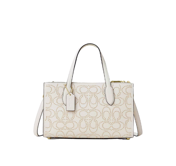 Coach Women's Nina Small Tote Bag With Signature Rivets Gold/Chalk