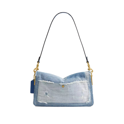 Coach Women's Tabby Shoulder Bag 26 With Repurposed Denim Patchwork Brass/Denim
