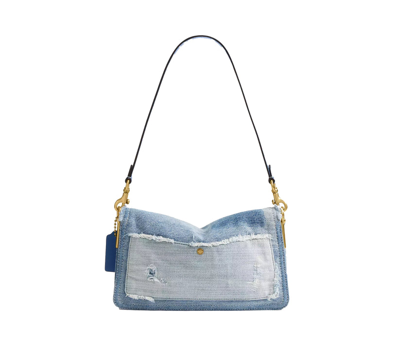 Coach Women's Tabby Shoulder Bag 26 With Repurposed Denim Patchwork Brass/Denim
