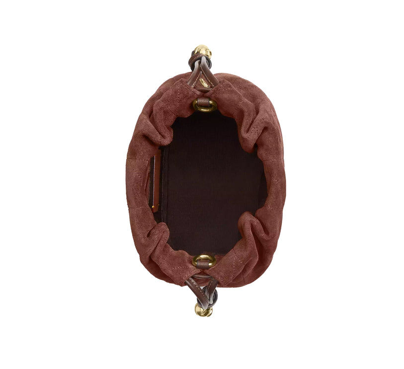 Coach Women's Faye Mini Drawstring Bag With Quilting Suede Gold