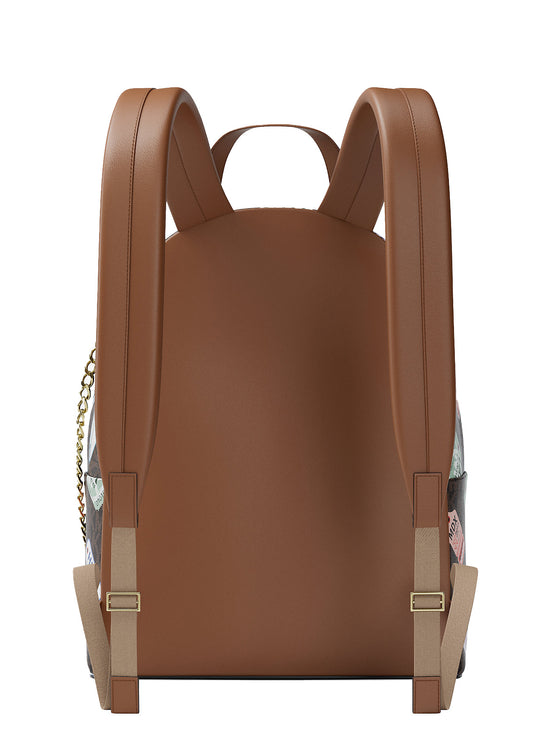 Michael Kors Women's Slater Medium Printed Signature Logo Backpack Brown