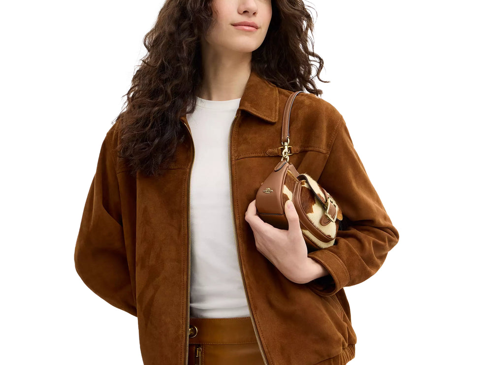 Coach Women's Ashton Mini Shoulder Bag In Haircalf With Cow Print Gold/Cow Multi