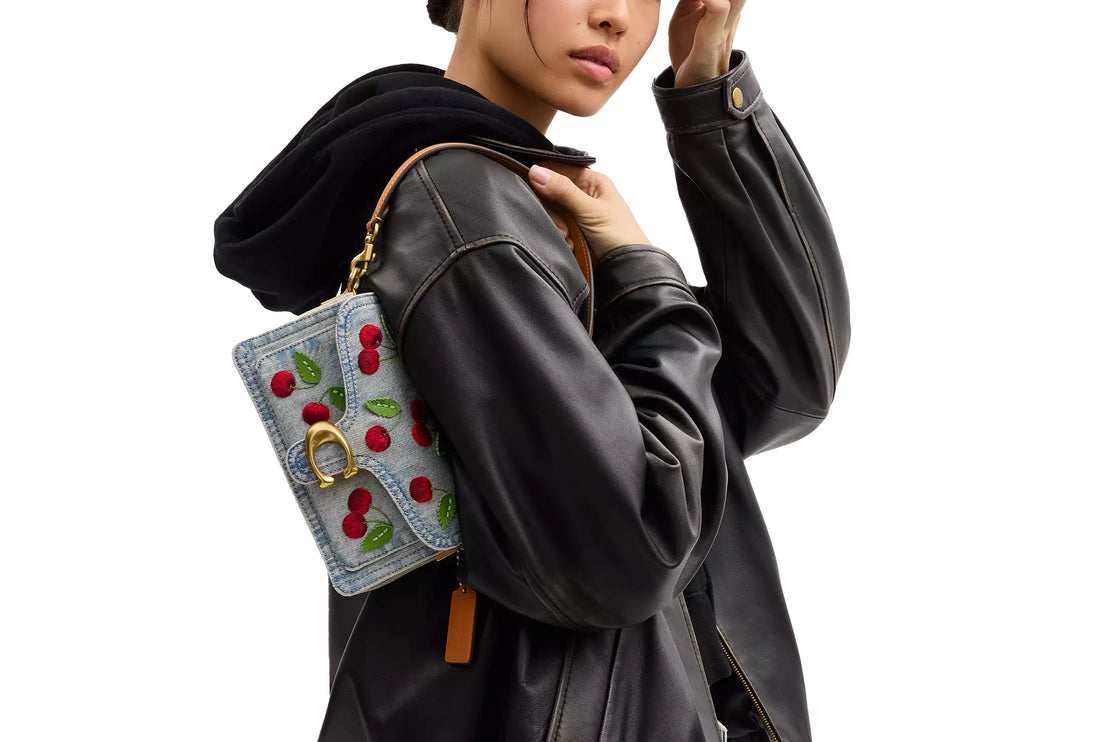 Coach Women's Tabby Shoulder Bag 20 With Cherry Embroidery Brass/Denim