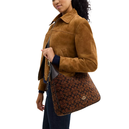 Coach Women's Ella Shoulder Bag In Signature Chenille Gold/Truffle