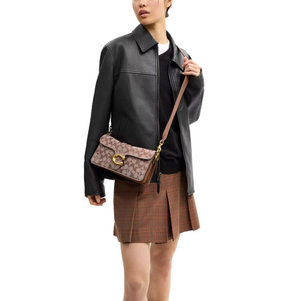 Coach Women's Tabby Shoulder Bag 26 In Crystal Signature Jacquard Brass/Mushroom