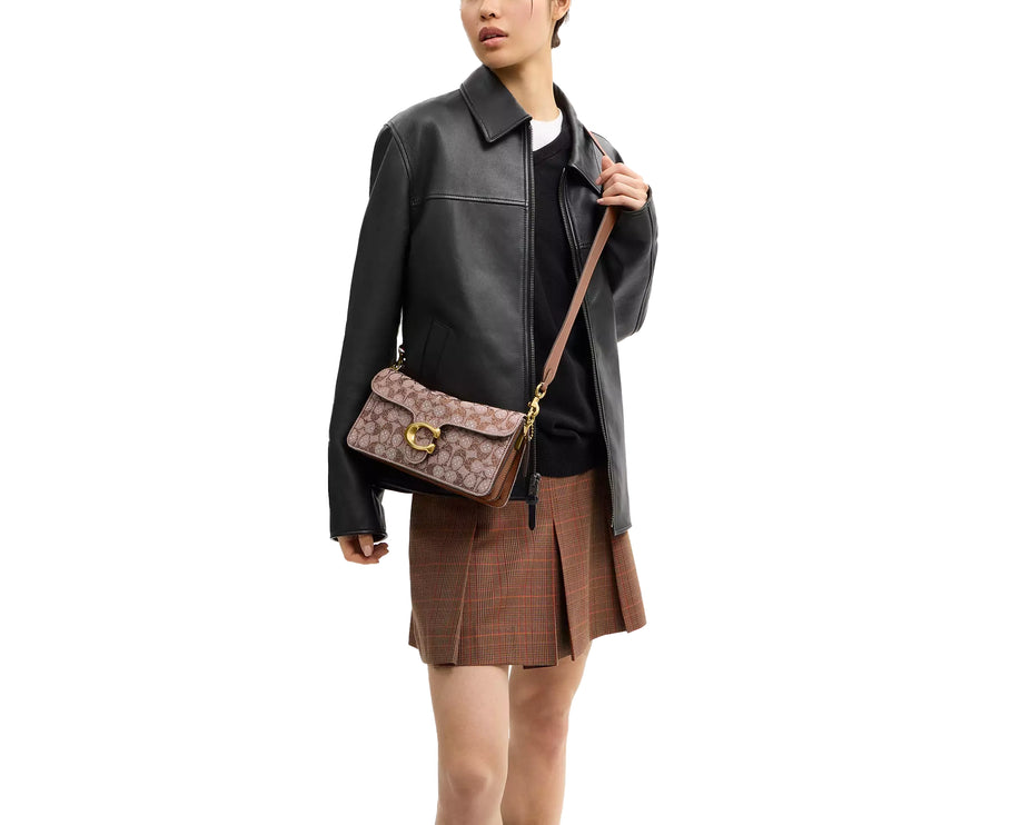 Coach Women's Tabby Shoulder Bag 26 In Crystal Signature Jacquard Brass/Mushroom