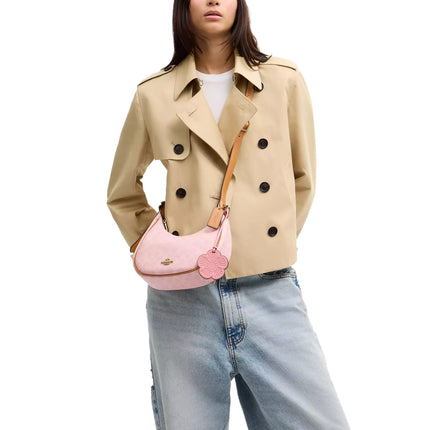 Coach Women's Emily Shoulder Bag In Signature Canvas With Charms Gold/Powder Pink