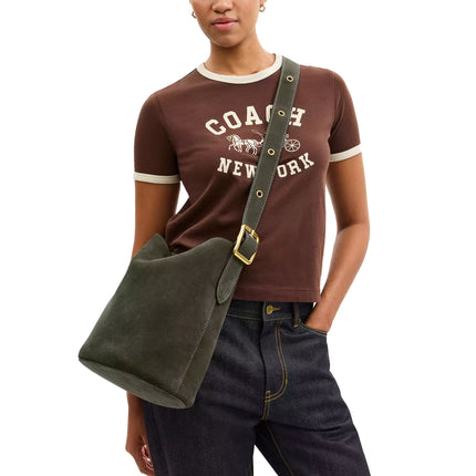 Coach Women's Bleecker Bucket Bag Suede/Brass/Olive