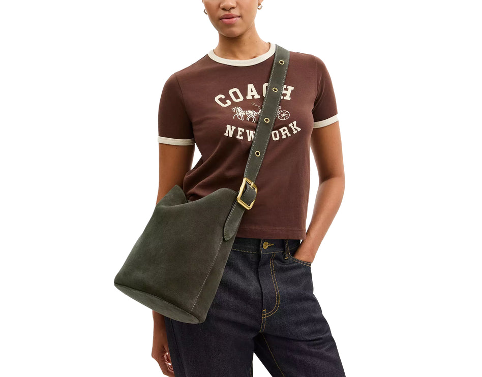 Coach Women's Bleecker Bucket Bag Suede/Brass/Olive