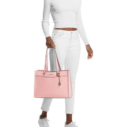 Michael Kors Women's Jet Set Travel Large Saffiano Leather Pocket Tote Bag Powder Blush/Gold