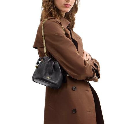 Coach Women's Faye Mini Drawstring Bag With Quilting Gold/Black