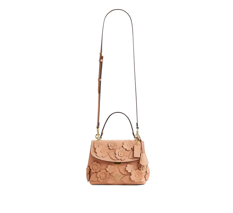 Coach Women's Emory Top Handle Bag With Floral Applique Gold/Light Pink
