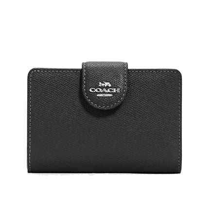 Coach Women's Medium Corner Zip Wallet Silver/Black