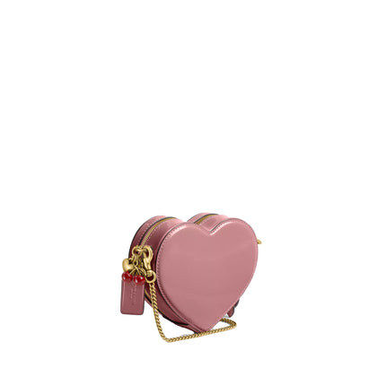 Coach Women's Heart Crossbody Bag 14 With Charms Brass/Peony