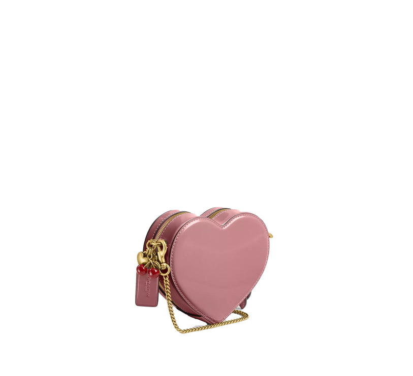 Coach Women's Heart Crossbody Bag 14 With Charms Brass/Peony