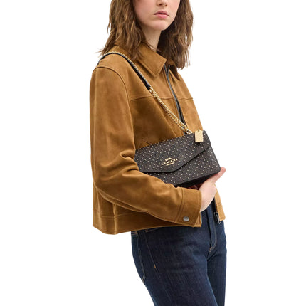 Coach Women's Klare Envelope Crossbody Bag In Signature Canvas With Rivets Gold