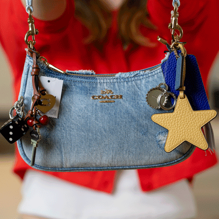 Coach Women's Teri Shoulder Bag In Loved Denim With Charms Gold/Light Indigo