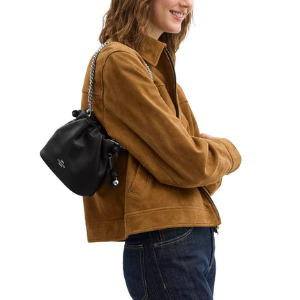 Coach Women's Faye Mini Drawstring Bag With Ruching Black/Silver