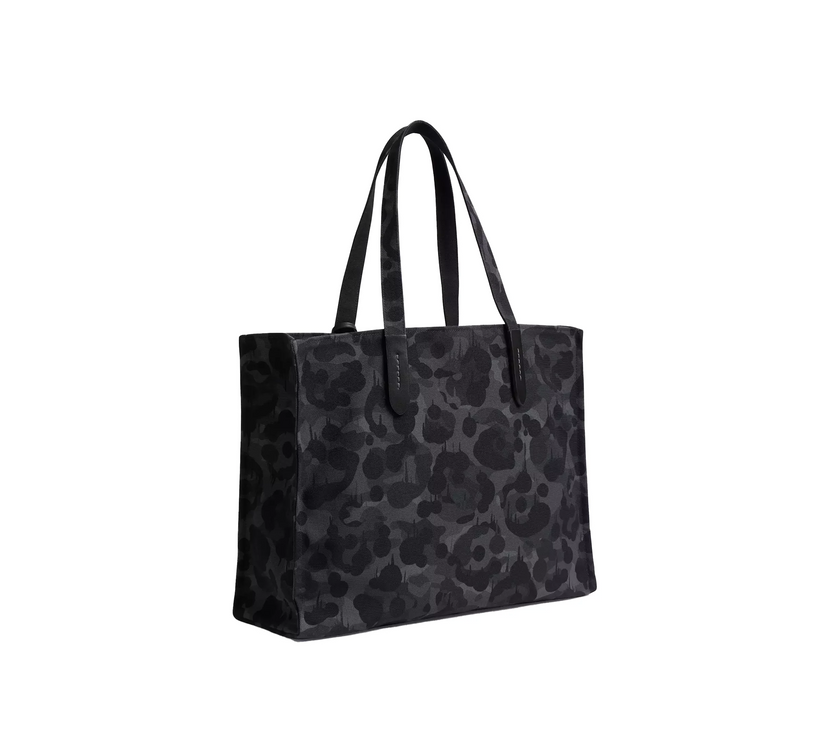 Coach Unisex Tote With Camo Print And Rexy Charcoal Multi