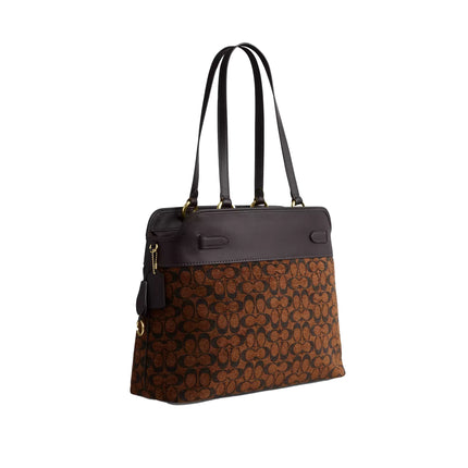 Coach Women's Easton Tote Bag In Signature Chenille Smooth Leather/Gold