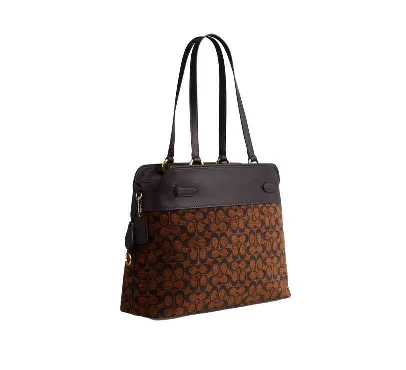 Coach Women's Easton Tote Bag In Signature Chenille Smooth Leather/Gold